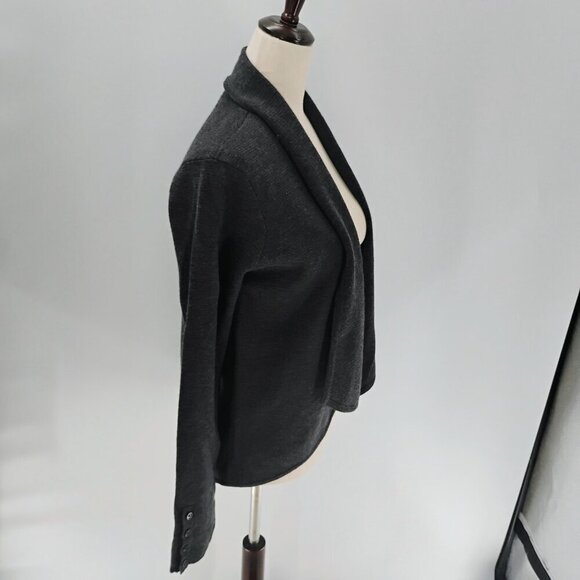 Loft Women's Gray Open Front Cardigan Sweater Size S merino wool blazer - Picture 8 of 13